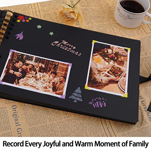 Handmade Personalized Black Scrapbook with 100 Pages