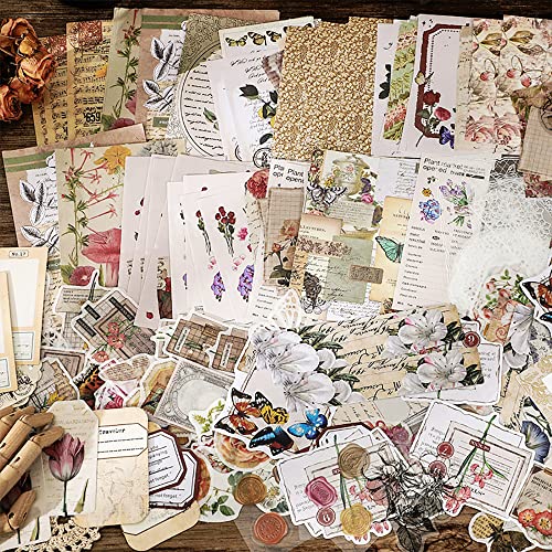 Vintage Flower Scrapbook Supplies Pack - 260 Pieces