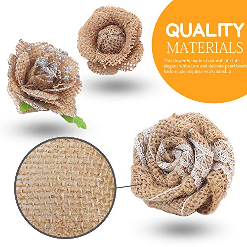 32 PCS Burlap and Lace Flowers Set for Wedding Decor
