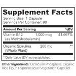 Naturelo Vegan B12 with Spirulina 1000 mcg Capsules