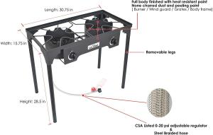 Portable Double Propane Stove with 150,000 BTU