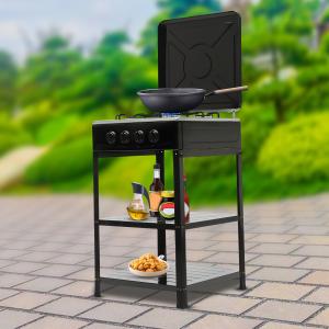 Portable 4-Burner Propane Camp Stove with Windshelter