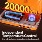 Portable 2-in-1 Gas Camping Stove with Detachable Legs