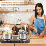 2000W Portable Double Burner Electric Cooktop