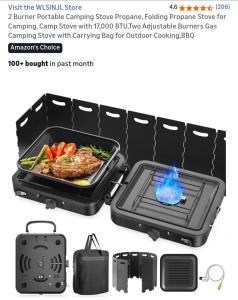 Portable 2-Burner Camping Propane Stove