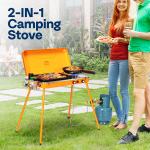 Portable 2-in-1 Gas Camping Stove with Detachable Legs