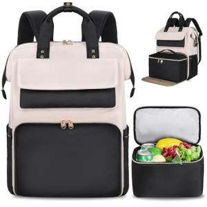Stylish Lunch Backpack for Women, Black-Beige