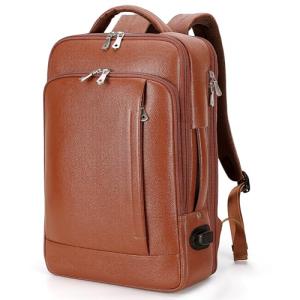 TIDING Expandable Leather Backpack for Laptop & Travel