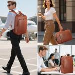 TIDING Expandable Leather Backpack for Laptop & Travel