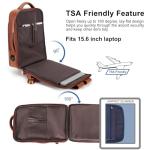 TIDING Expandable Leather Backpack for Laptop & Travel