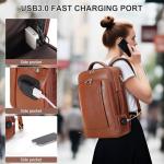 TIDING Expandable Leather Backpack for Laptop & Travel