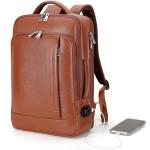 TIDING Expandable Leather Backpack for Laptop & Travel