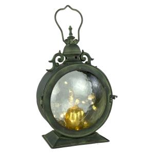Metal Round Hanging Candle Lantern with Glass Insert