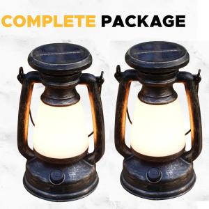2-Pack Vintage Solar LED Lanterns for Camping