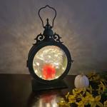 Metal Round Hanging Candle Lantern with Glass Insert