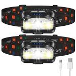 Rechargeable Motion Sensor Headlamp 2-Pack Waterproof
