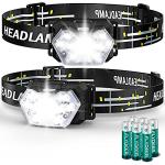 2000 Lumen LED Headlamp 2 Pack, Waterproof & Bright