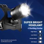 Bright Rechargeable Aluminum Headlamp with Adjustable Focus