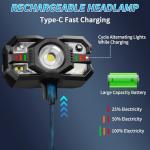 Rechargeable LED Headlamp with Red Light - 2 Pack