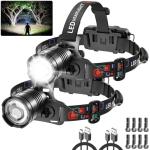Bright Rechargeable Headlamp with Adjustable Focus (2-Pack)