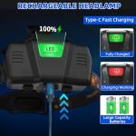 Bright Rechargeable Headlamp with Adjustable Focus (2-Pack)