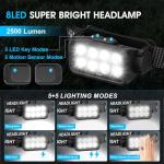 Rechargeable LED Headlamp Flashlight 2-Pack