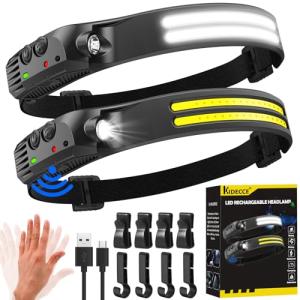 Rechargeable 2-Pack LED Headlamps with Motion Sensor