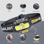 HOKOILN Headlamp Rechargeable 2 Pack, 1300 Lumen Ultra-Bright Head Lamp with Red Light, Waterproof Motion Sensor Head Lights for Forehead with White Green, 14 Modes Adjustable Headlight for Camping