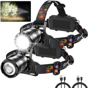 Rechargeable Headlamp 2-Pack for Camping and Outdoors
