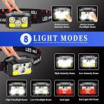 800 Lumen Rechargeable LED Headlamps - 2-Pack