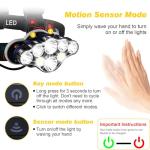 Elmchee Rechargeable Headlamp,18000 Lumen Bright 8 Led Head Lamp, 16 Modes Adjustable Motion Sensor Headlight with Red Light, Waterproof Head Flashlight for Outdoor Hiking Camping