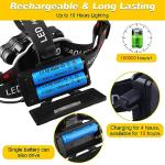 Elmchee Rechargeable Headlamp,18000 Lumen Bright 8 Led Head Lamp, 16 Modes Adjustable Motion Sensor Headlight with Red Light, Waterproof Head Flashlight for Outdoor Hiking Camping