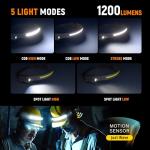 Rechargeable LED Headlamp 2-Pack with Motion Sensor