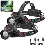 Super Bright Rechargeable Headlamp 99000 Lumens - 2 Pack