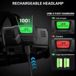 Super Bright Rechargeable Headlamp 99000 Lumens - 2 Pack