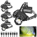Rechargeable LED Headlamp 4-Pack for Outdoors