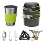 Camping Cookware Set with Folding Spork and Pots
