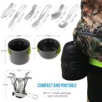 Camping Cookware Set with Folding Spork and Pots