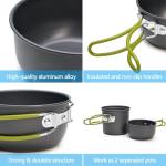 Camping Cookware Set with Folding Spork and Pots