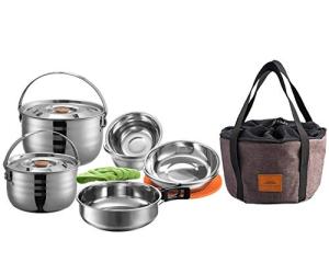 13-Piece Stainless Steel Camping Cookware Set