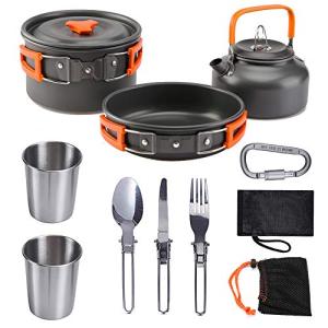 10-Piece Camping Cookware Set with Kettle