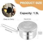 Stainless Steel 1.5L Camping Cook Pot with Lid