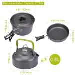 Lightweight Aluminum Camping Cookware Set for 2-3