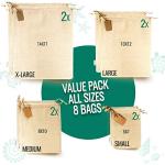 Reusable Muslin Drawstring Bags - Set of 8