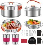 Compact Stainless Steel Camping Cookware Set