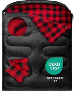 Flannel Double Sleeping Bag for Cold Weather Camping