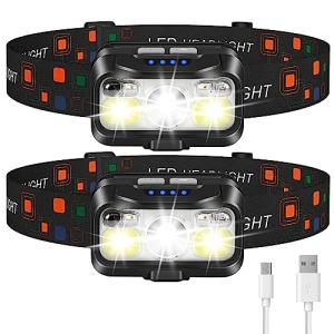 Rechargeable Motion Sensor Headlamp 2-Pack Waterproof