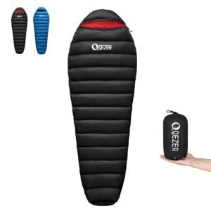QEZER Ultralight Down Sleeping Bag for All Ages