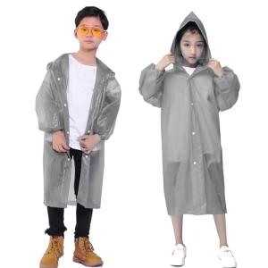 Kids Waterproof Rain Ponchos, 2-Pack - Grey