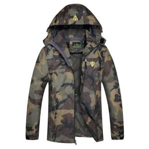 Men's Lightweight Waterproof Windbreaker Jacket - Green Camo